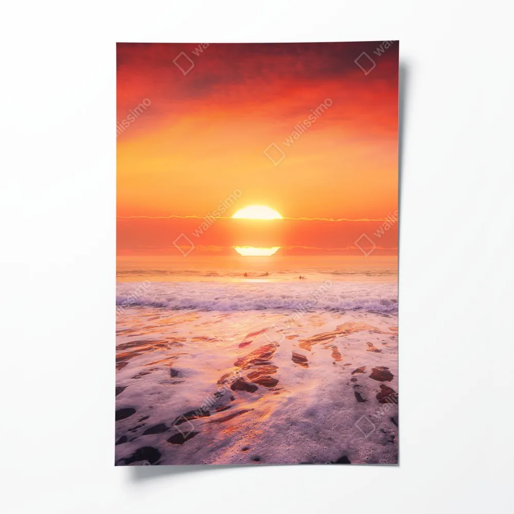 Poster goldener sonnenuntergang über ruhigem strand – Wallnifity® Poster goldener sonnenuntergang über ruhigem strand – Wallnifity®