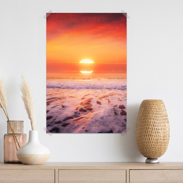 Poster goldener sonnenuntergang über ruhigem strand – Wallnifity® Poster goldener sonnenuntergang über ruhigem strand – Wallnifity®