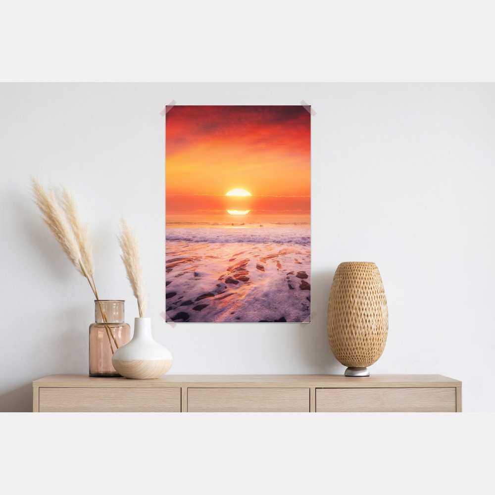 Poster goldener sonnenuntergang über ruhigem strand – Wallnifity® Poster goldener sonnenuntergang über ruhigem strand – Wallnifity®