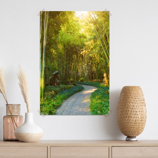 Poster ruhiger bambuswald mit pfad – Wallnifity® Poster ruhiger bambuswald mit pfad – Wallnifity®
