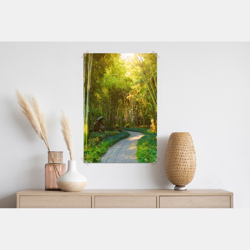 Poster ruhiger bambuswald mit pfad – Wallnifity® Poster ruhiger bambuswald mit pfad – Wallnifity®