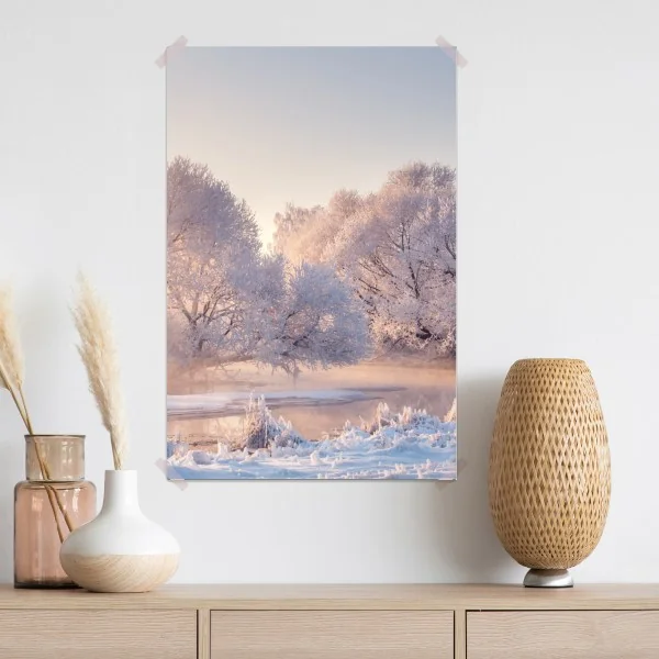 Poster raureifbedeckte bäume bei sonnenaufgang – Wallnifity® Poster raureifbedeckte bäume bei sonnenaufgang – Wallnifity®