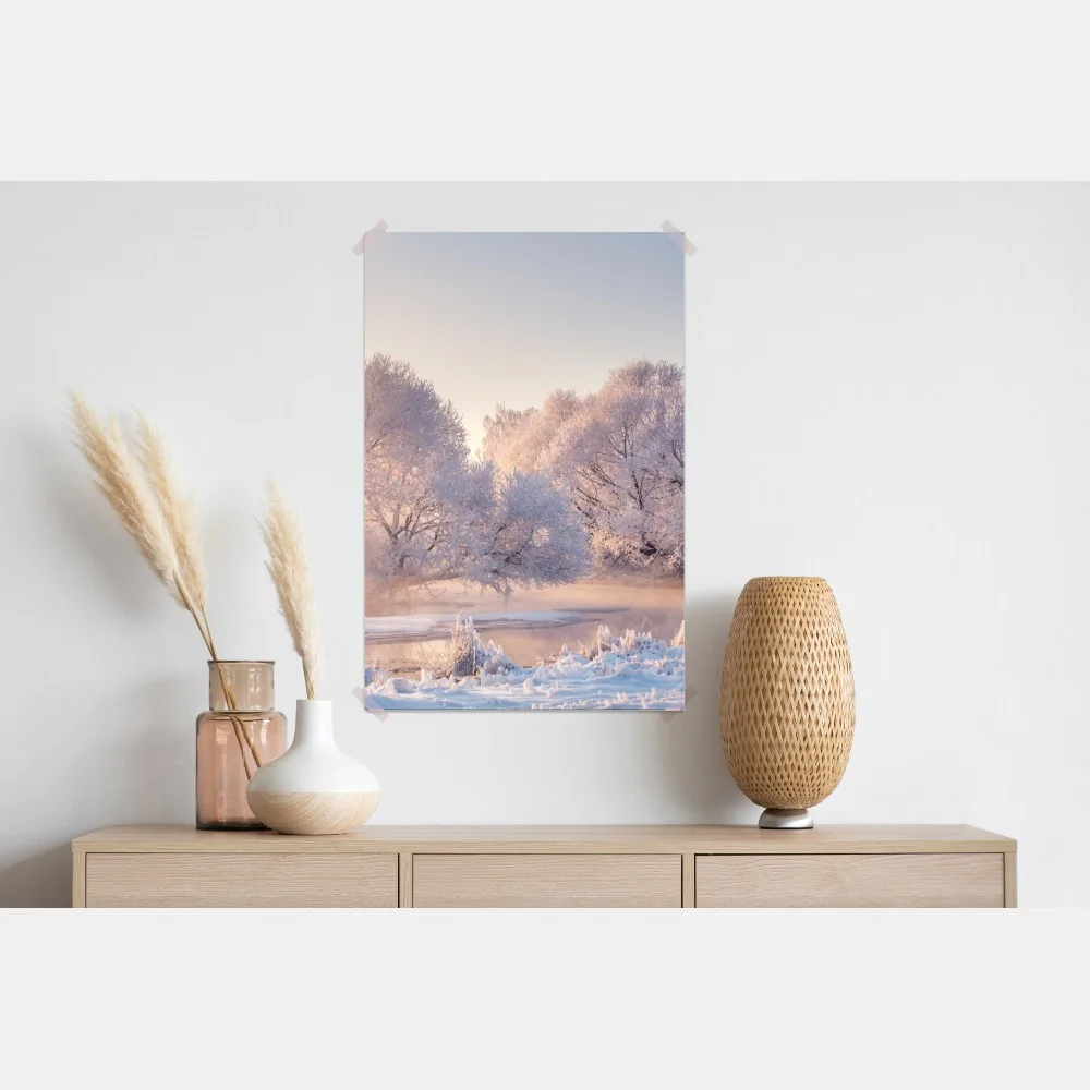 Poster raureifbedeckte bäume bei sonnenaufgang – Wallnifity® Poster raureifbedeckte bäume bei sonnenaufgang – Wallnifity®