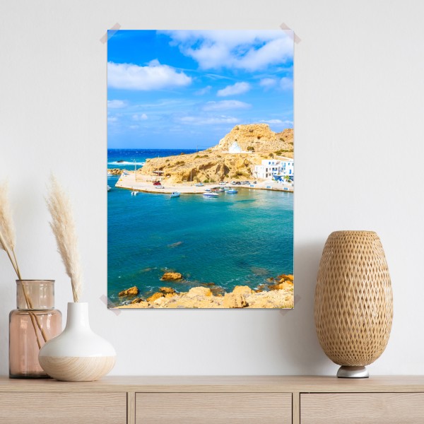 Poster sonniger hafen Finiki an der Küste von Karpathos – Wallnifity® Poster sonniger hafen Finiki an der Küste von Karpathos – Wallnifity®