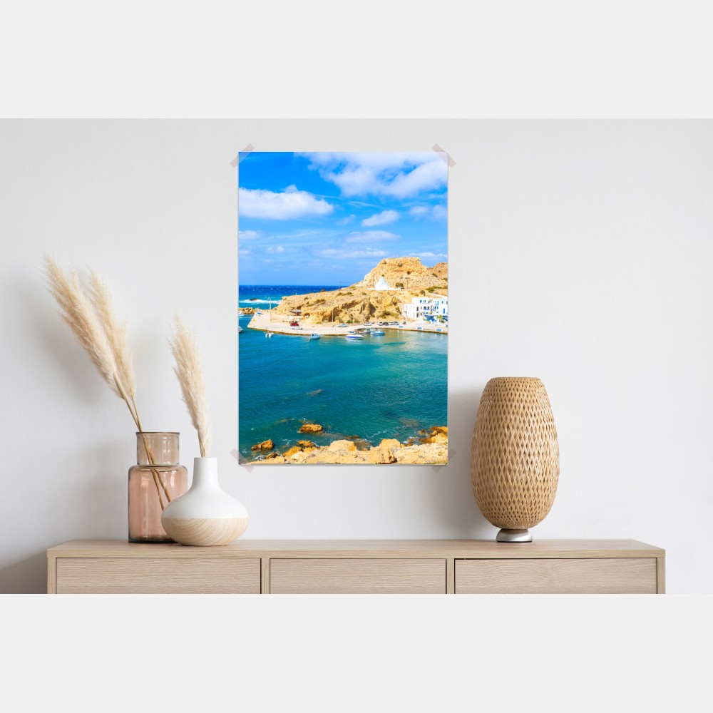 Poster sonniger hafen Finiki an der Küste von Karpathos – Wallnifity® Poster sonniger hafen Finiki an der Küste von Karpathos – Wallnifity®