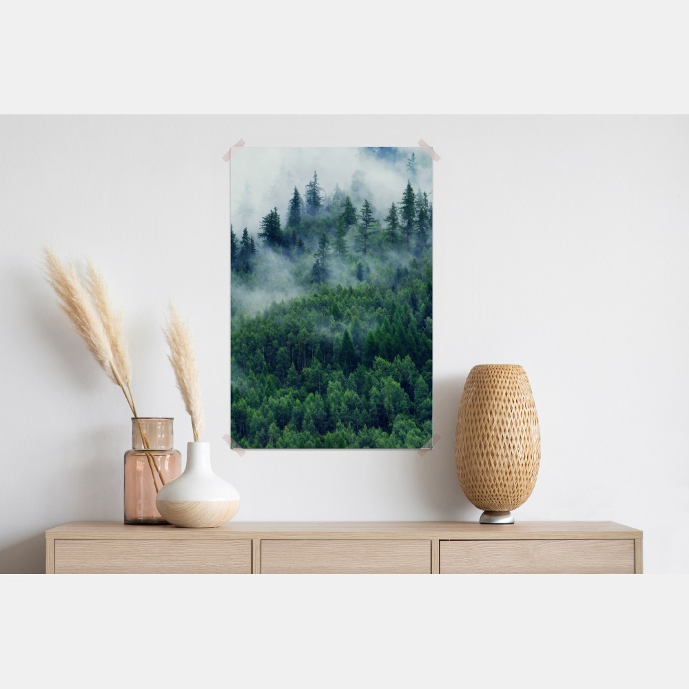 Poster nebliger grüner wald – Wallnifity®