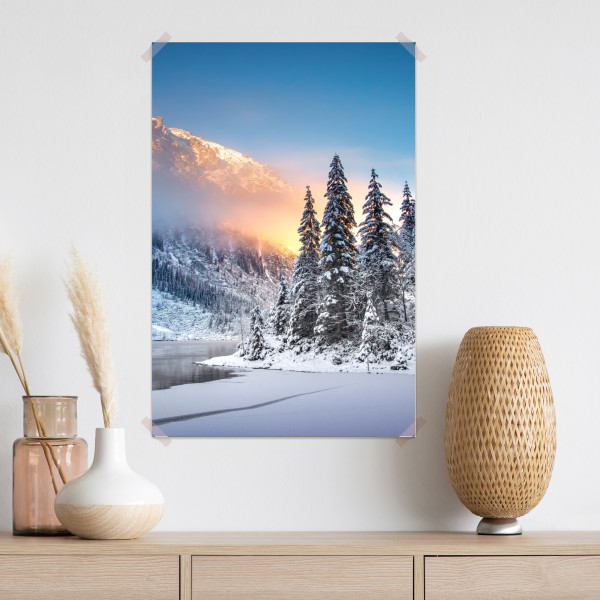 Poster winterlicher sonnenaufgang am Morskie Oko – Wallnifity®