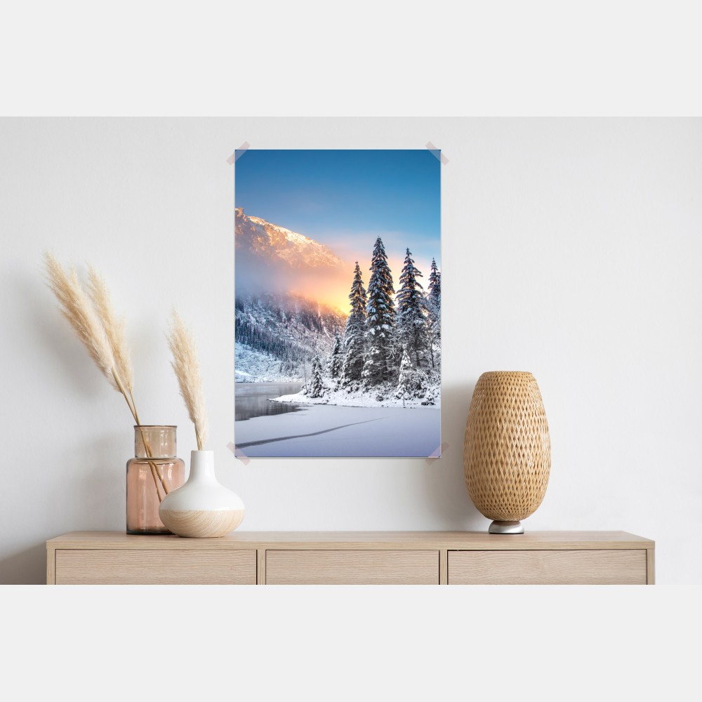 Poster winterlicher sonnenaufgang am Morskie Oko – Wallnifity®