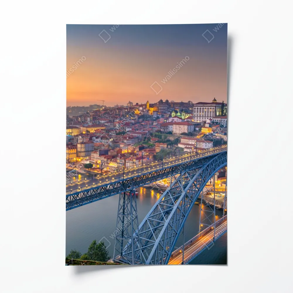 Poster porto skyline bei dämmerung mit Dom Luís I – Wallnifity® Poster porto skyline bei dämmerung mit Dom Luís I – Wallnifity®