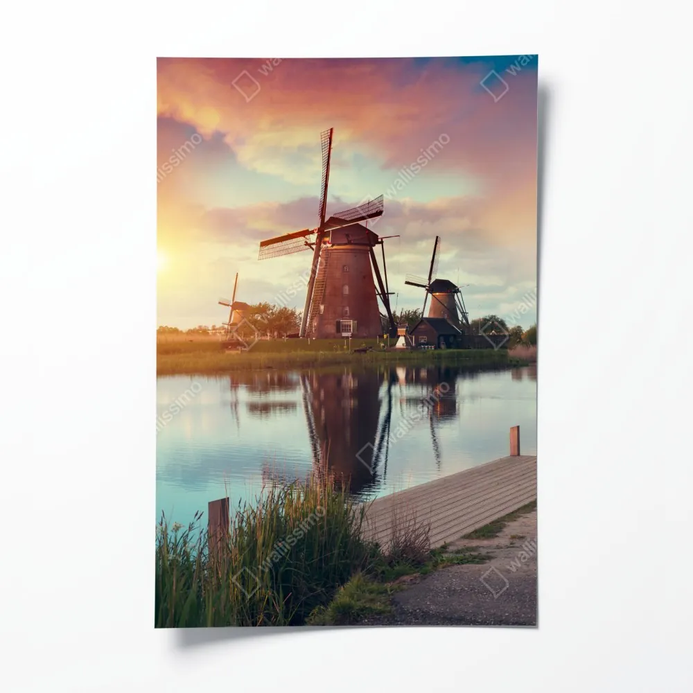 Poster sonnenuntergang über windmühlen in den Niederlanden – Wallnifity® Poster sonnenuntergang über windmühlen in den Niederlanden – Wallnifity®