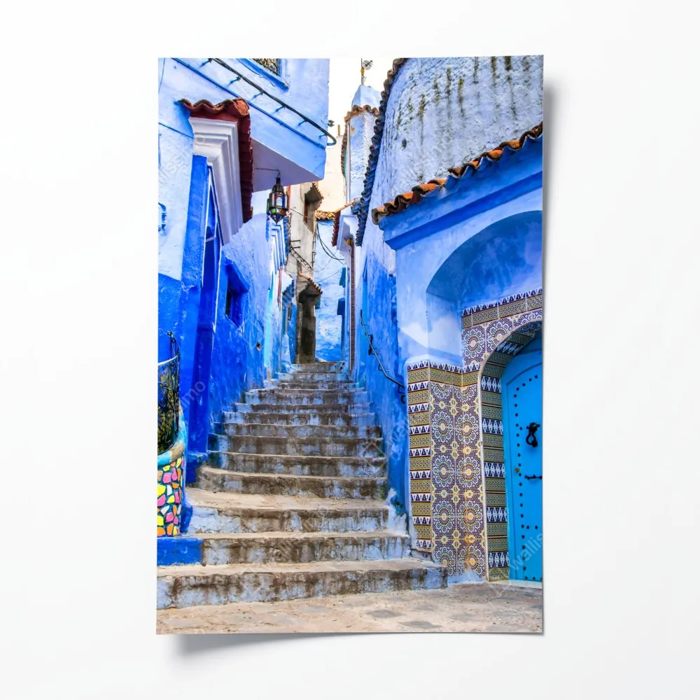 Poster blaue gasse in Chefchaouen, Marokko – Wallnifity® Poster blaue gasse in Chefchaouen, Marokko – Wallnifity®