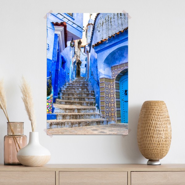Poster blaue gasse in Chefchaouen, Marokko – Wallnifity® Poster blaue gasse in Chefchaouen, Marokko – Wallnifity®