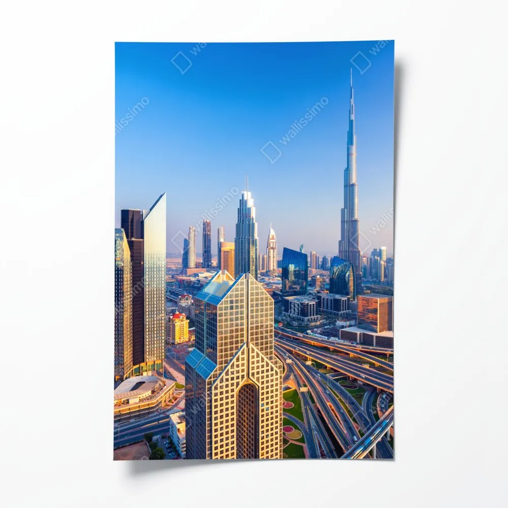 Poster panorama Dubais mit Burj Khalifa bei sonnenuntergang – Wallnifity® Poster panorama Dubais mit Burj Khalifa bei sonnenuntergang – Wallnifity®