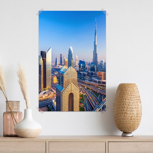 Poster panorama Dubais mit Burj Khalifa bei sonnenuntergang – Wallnifity® Poster panorama Dubais mit Burj Khalifa bei sonnenuntergang – Wallnifity®