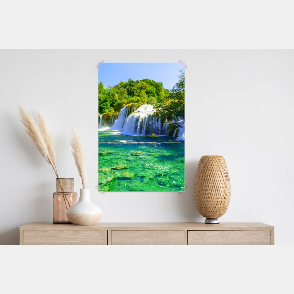 Poster smaragdgrüner wasserfall – Wallnifity® Poster smaragdgrüner wasserfall – Wallnifity®