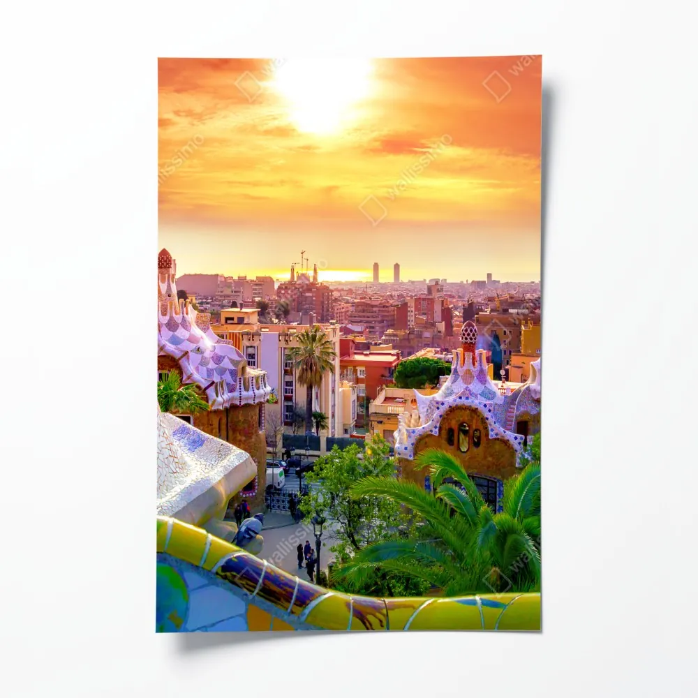 Poster sonnenuntergang über Park Güell in Barcelona – Wallnifity® Poster sonnenuntergang über Park Güell in Barcelona – Wallnifity®