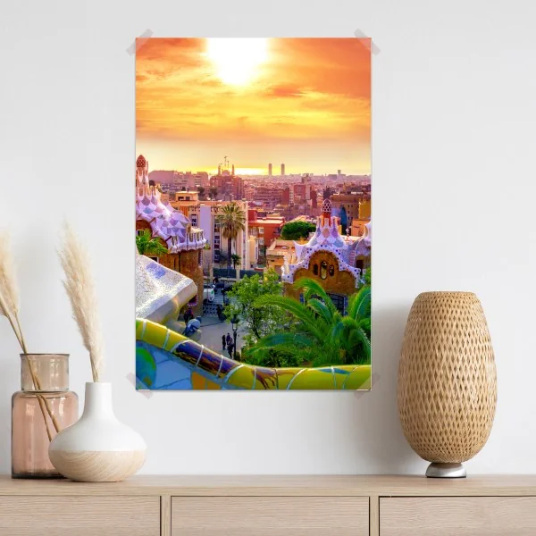 Poster sonnenuntergang über Park Güell in Barcelona – Wallnifity® Poster sonnenuntergang über Park Güell in Barcelona – Wallnifity®