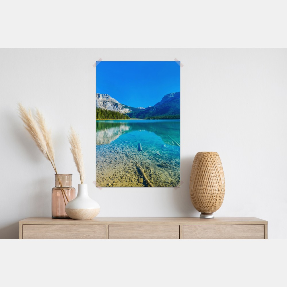 Poster türkises alpensee mit bergreflexionen – Wallnifity®