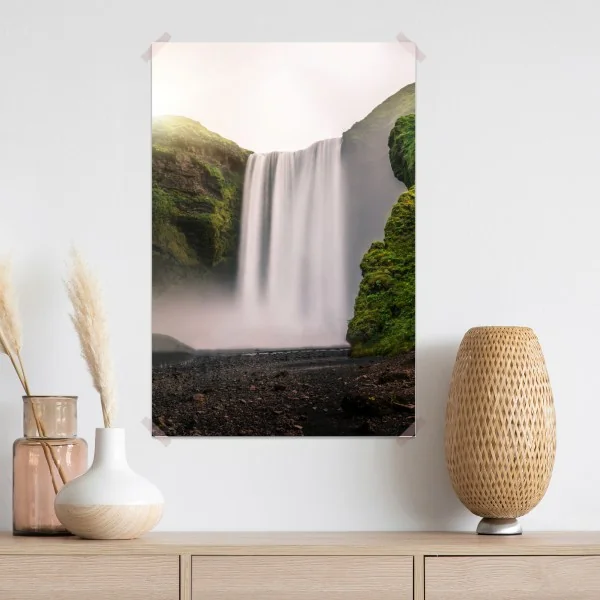 Poster majestätischer wasserfall Skogafoss – Wallnifity® Poster majestätischer wasserfall Skogafoss – Wallnifity®