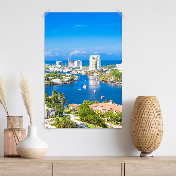 Poster Fort Lauderdale stadtskyline am meer – Wallnifity® Poster Fort Lauderdale stadtskyline am meer – Wallnifity®