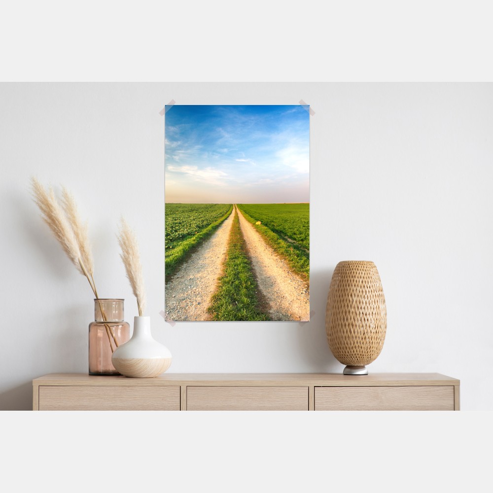 Poster feldweg durch grüne felder – Wallnifity® Poster feldweg durch grüne felder – Wallnifity®