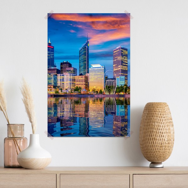 Poster Perth skyline bei sonnenuntergang – Wallnifity® Poster Perth skyline bei sonnenuntergang – Wallnifity®