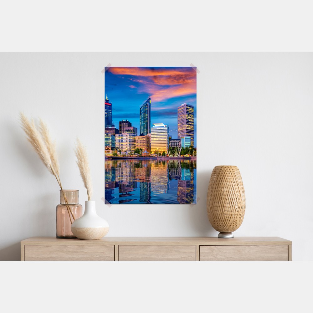 Poster Perth skyline bei sonnenuntergang – Wallnifity® Poster Perth skyline bei sonnenuntergang – Wallnifity®