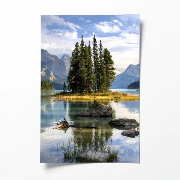 Poster ruhige winterliche fjordlandschaft in Reine, Lofoten – Wallnifity®
