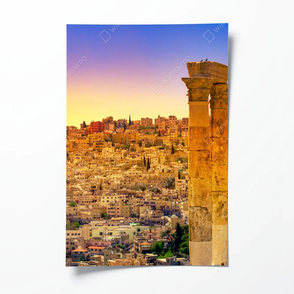 Poster goldene Amman skyline mit antiken säulen – Wallnifity® Poster goldene Amman skyline mit antiken säulen – Wallnifity®