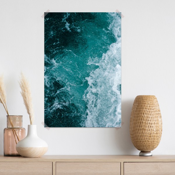 Poster türkisblaue ozeanwellen – Wallnifity®