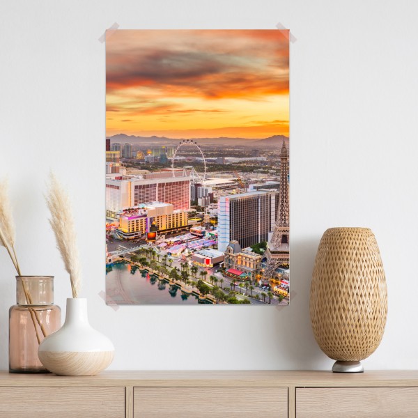 Poster Las Vegas skyline bei sonnenuntergang – Wallnifity® Poster Las Vegas skyline bei sonnenuntergang – Wallnifity®