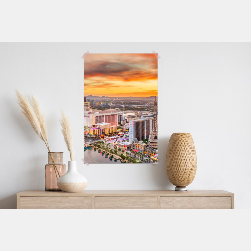 Poster Las Vegas skyline bei sonnenuntergang – Wallnifity® Poster Las Vegas skyline bei sonnenuntergang – Wallnifity®