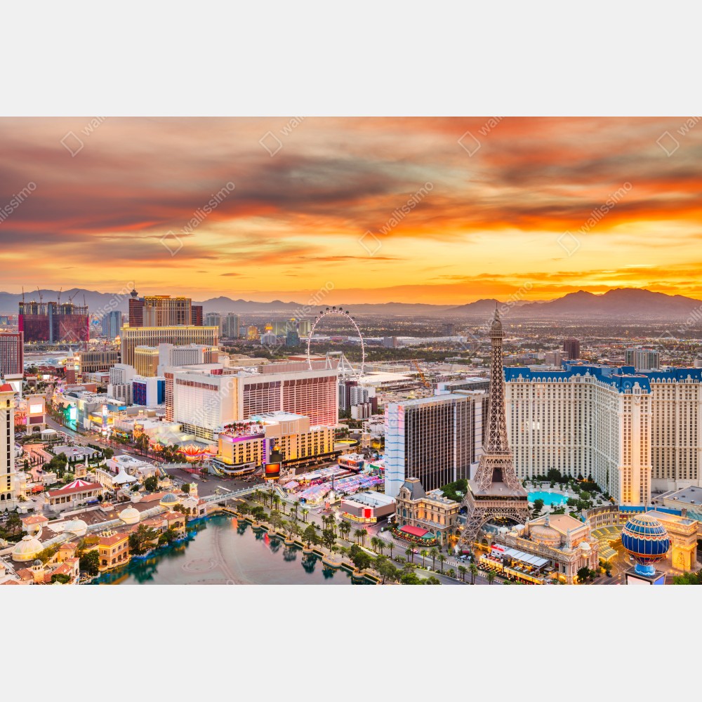 Poster Las Vegas skyline bei sonnenuntergang – Wallnifity® Poster Las Vegas skyline bei sonnenuntergang – Wallnifity®