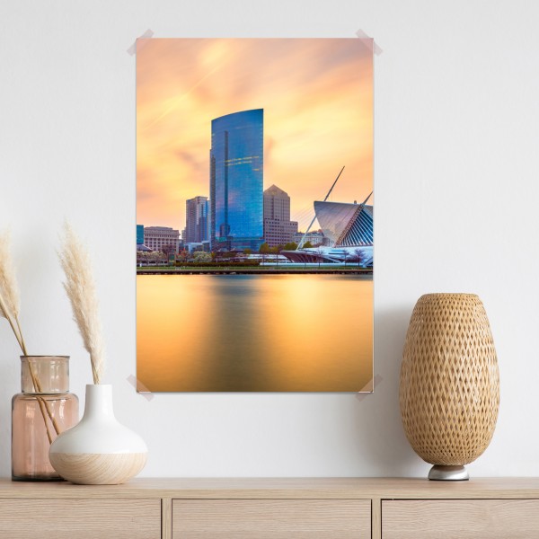 Poster Milwaukee skyline bei dämmerung – Wallnifity® Poster Milwaukee skyline bei dämmerung – Wallnifity®