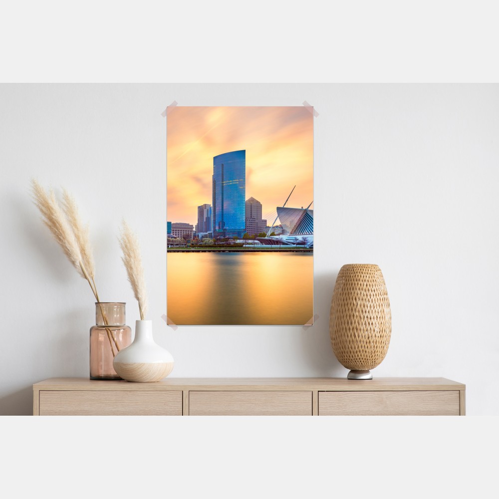 Poster Milwaukee skyline bei dämmerung – Wallnifity® Poster Milwaukee skyline bei dämmerung – Wallnifity®