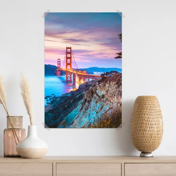 Poster Golden Gate Bridge bei dämmerung – Wallnifity® Poster Golden Gate Bridge bei dämmerung – Wallnifity®
