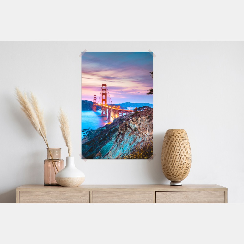 Poster Golden Gate Bridge bei dämmerung – Wallnifity® Poster Golden Gate Bridge bei dämmerung – Wallnifity®