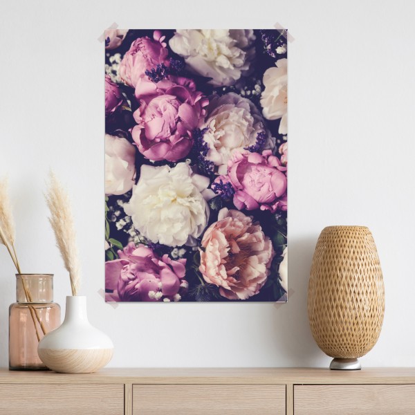 Poster romantischer pfingstrosenstrauß in pastelltönen – Wallnifity® Poster romantischer pfingstrosenstrauß in pastelltönen – Wallnifity®