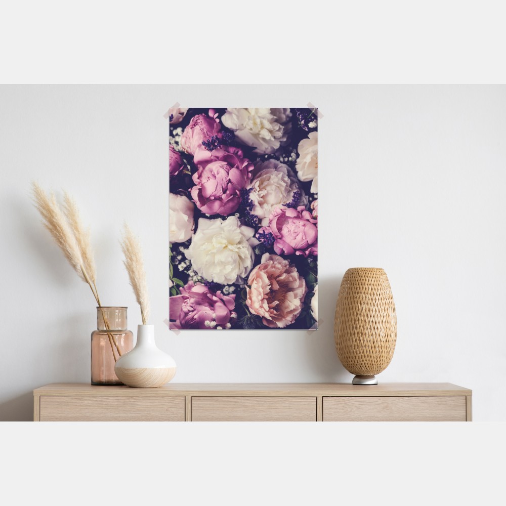 Poster romantischer pfingstrosenstrauß in pastelltönen – Wallnifity® Poster romantischer pfingstrosenstrauß in pastelltönen – Wallnifity®