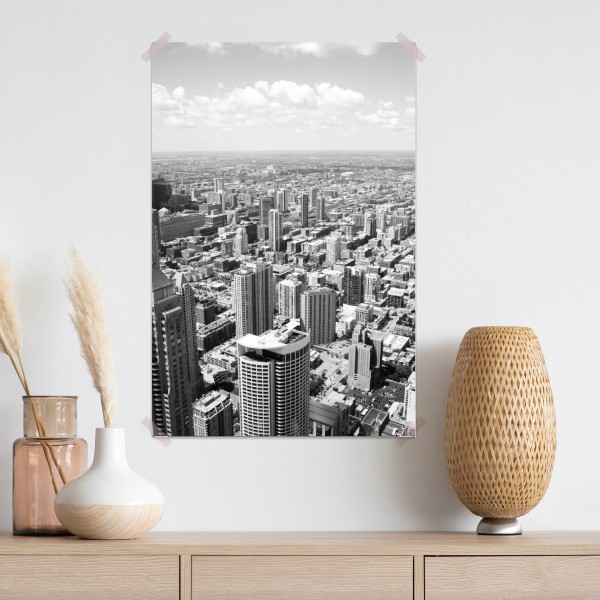 Poster Chicago skyline in graustufen – Wallnifity® Poster Chicago skyline in graustufen – Wallnifity®