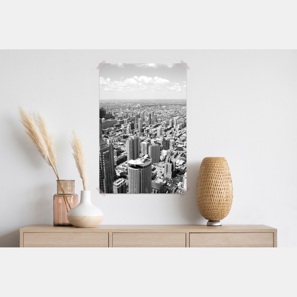 Poster Chicago skyline in graustufen – Wallnifity® Poster Chicago skyline in graustufen – Wallnifity®