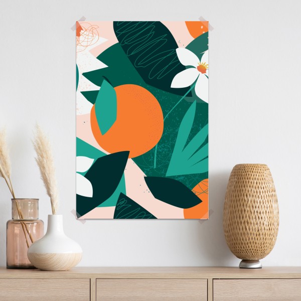 Poster tropische blätter und zitrus illustration – Wallnifity®