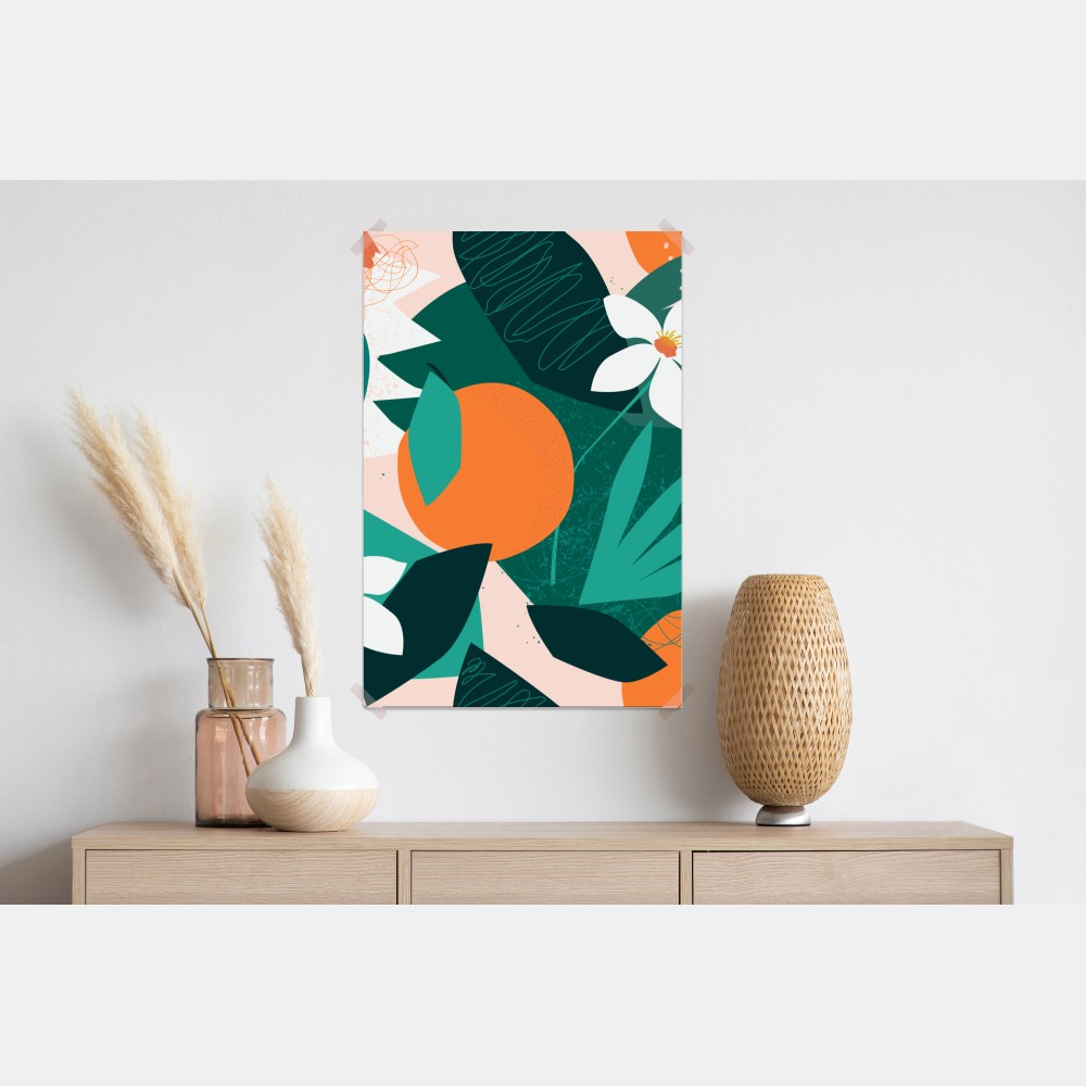 Poster tropische blätter und zitrus illustration – Wallnifity®