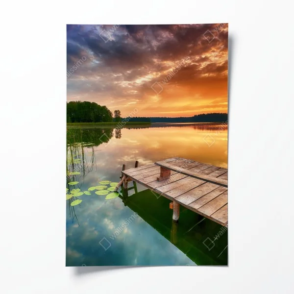 Poster warmes muster aus holzlamellen für die wand – Wallnifity®