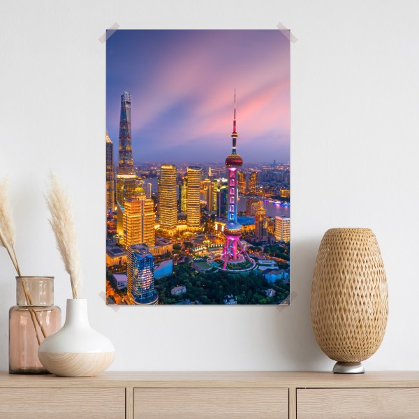 Poster Shanghai nächtliche skyline – Wallnifity® Poster Shanghai nächtliche skyline – Wallnifity®
