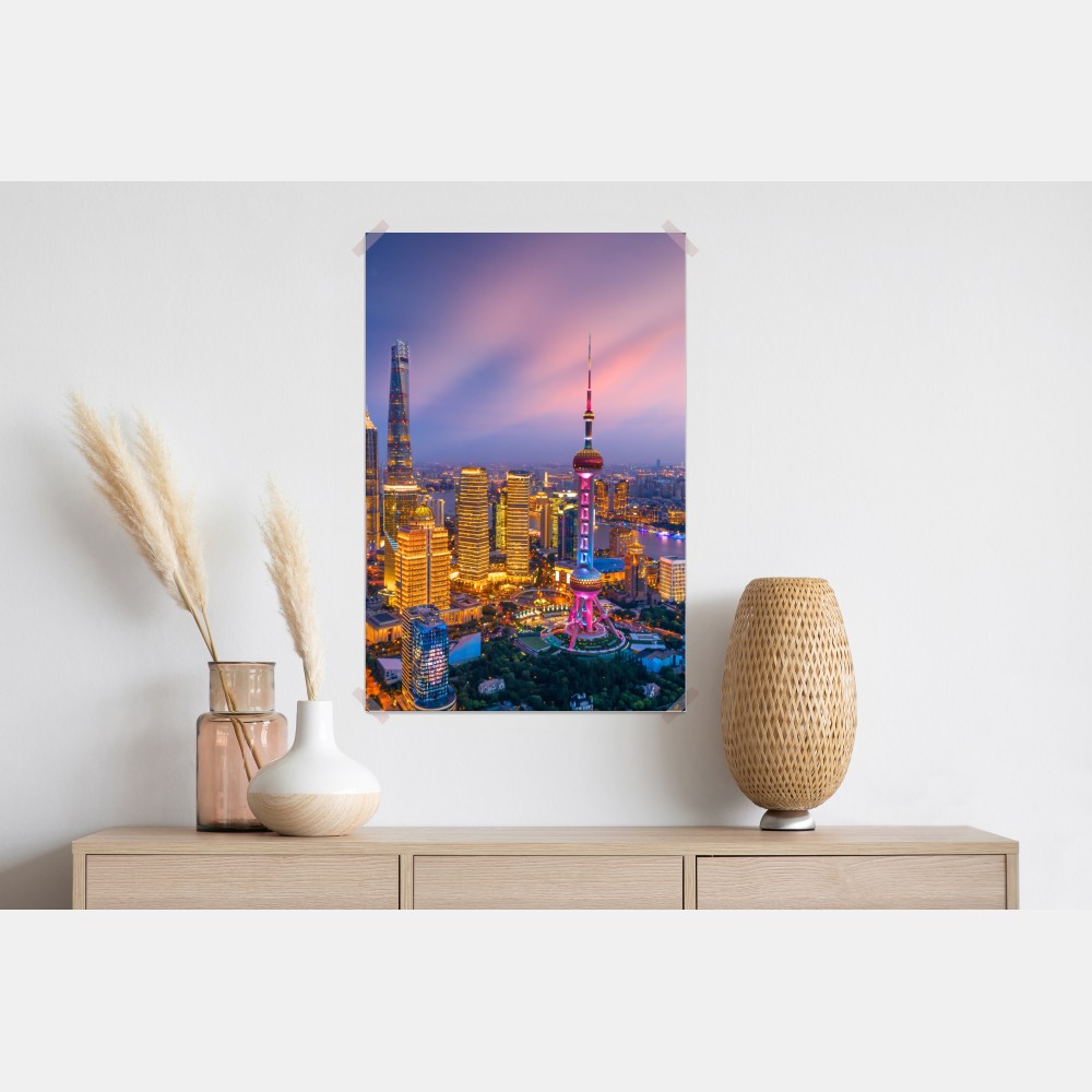 Poster Shanghai nächtliche skyline – Wallnifity® Poster Shanghai nächtliche skyline – Wallnifity®