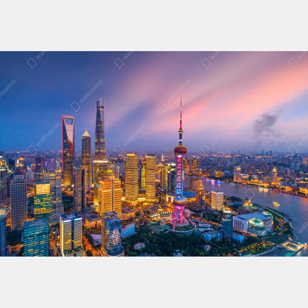 Poster Shanghai nächtliche skyline – Wallnifity® Poster Shanghai nächtliche skyline – Wallnifity®
