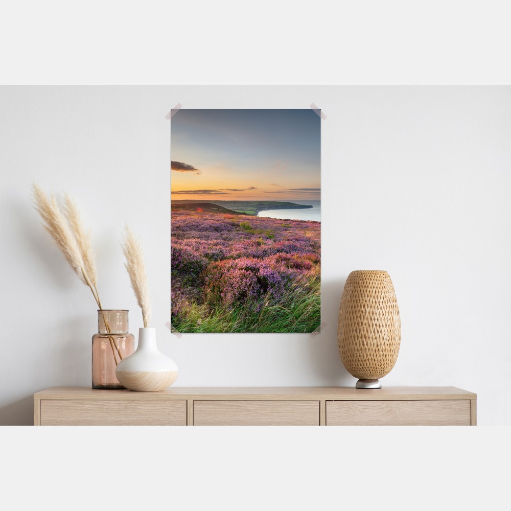 Poster sonnenuntergang über der heide auf den North York Moors – Wallnifity® Poster sonnenuntergang über der heide auf den North York Moors – Wallnifity®