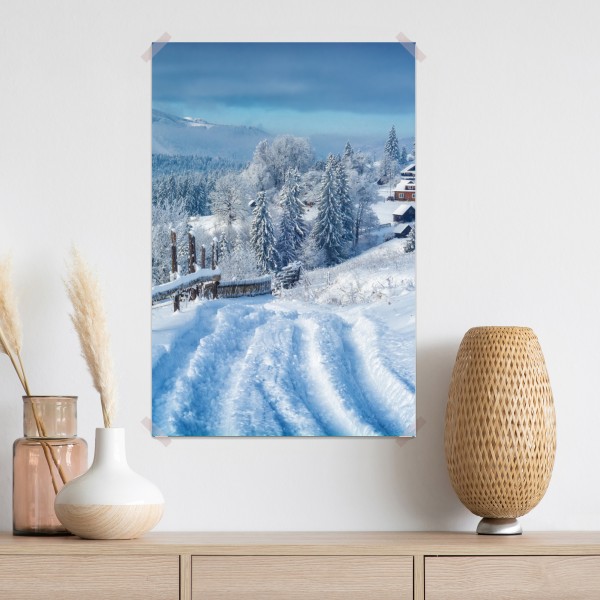 Poster winterweg zum alpendorf – Wallnifity® Poster winterweg zum alpendorf – Wallnifity®
