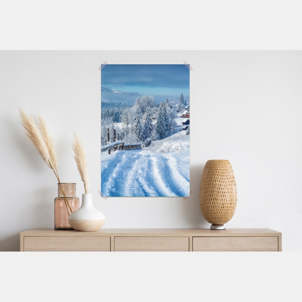Poster winterweg zum alpendorf – Wallnifity® Poster winterweg zum alpendorf – Wallnifity®